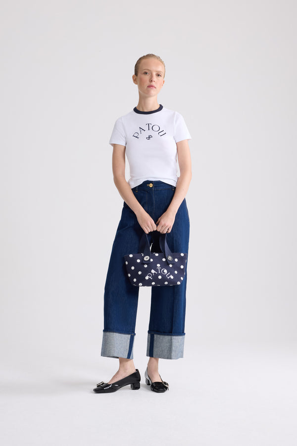 Patou - Organic Cotton Fitted JP T-Shirt - White - White t-shirt. Organic cotton material. Fitted cut. Round collar. Patou JP embroidery.