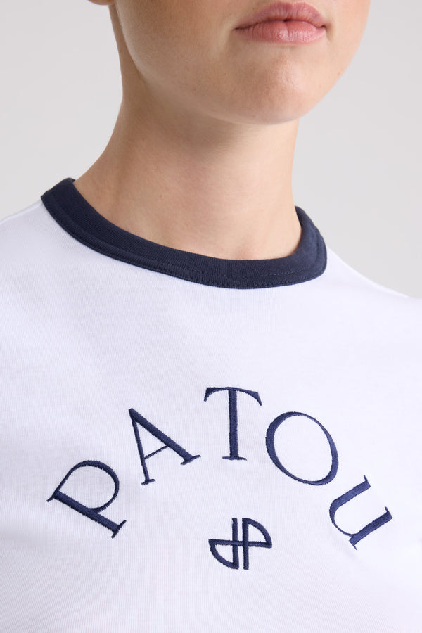 Patou - Organic Cotton Fitted JP T-Shirt - White - White t-shirt. Organic cotton material. Fitted cut. Round collar. Patou JP embroidery.
