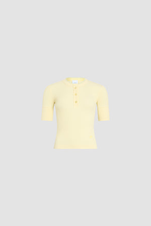 T-shirt a costine abbottonata in misto cotone biologico