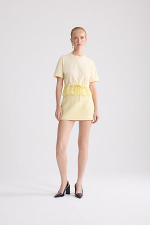 T-Shirt Corta in Pizzo di Cotone