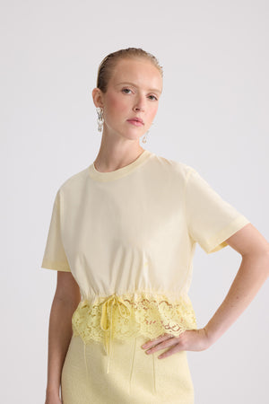 T-Shirt Corta in Pizzo di Cotone