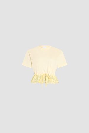 T-Shirt Corta in Pizzo di Cotone