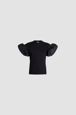 Organic cotton T-shirt with faille sleeve details