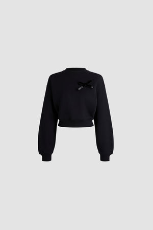 Cropped bow sweatshirt in organic cotton