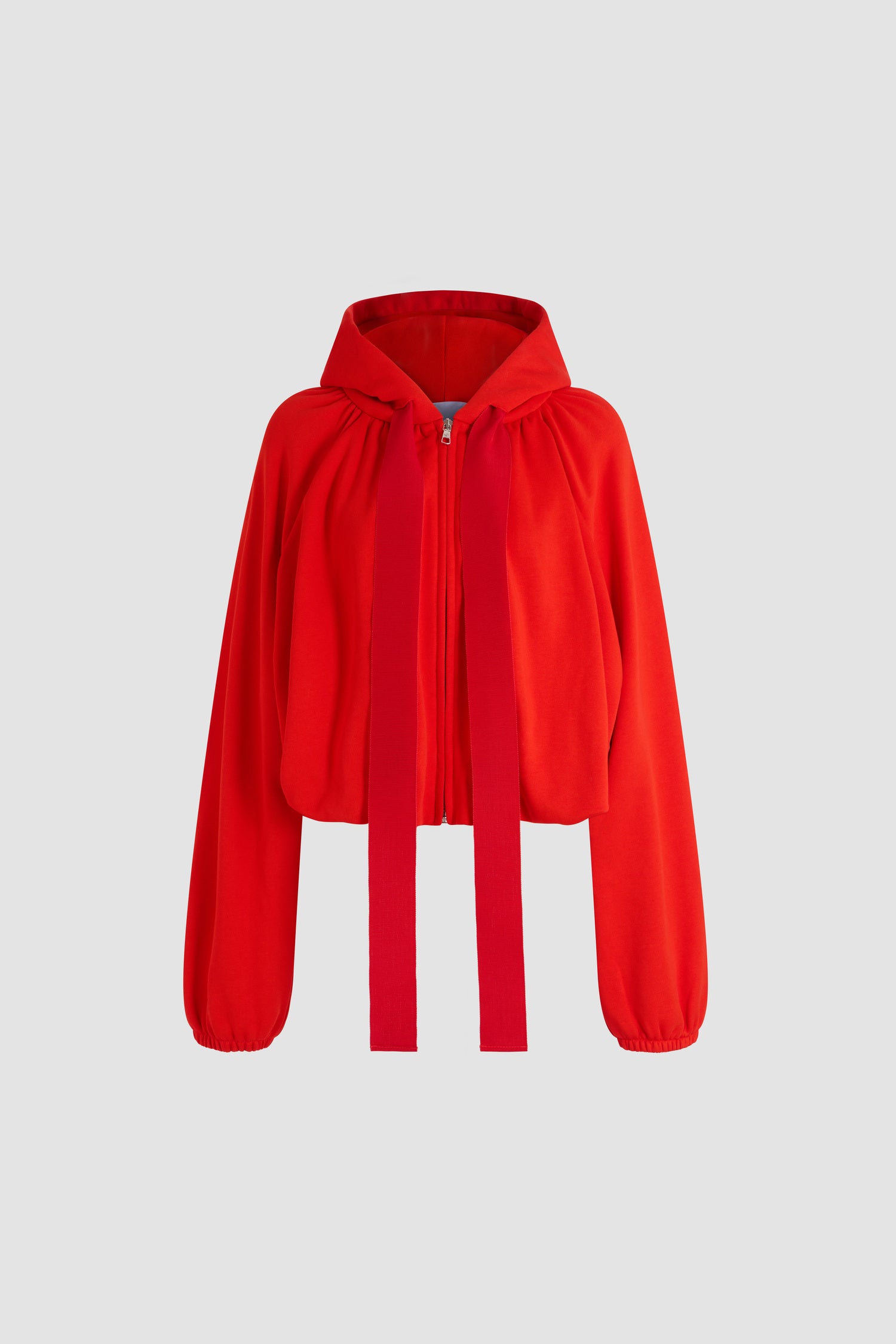 Patou - Voluminöser Zip-Hoodie aus Bio-Baumwolle - Berrywood Red - Roter Hoodie aus Bio-Baumwolle. Lockere Passform. Reißverschluss vorne. Kapuze avec verstellbaren Kordeln.
