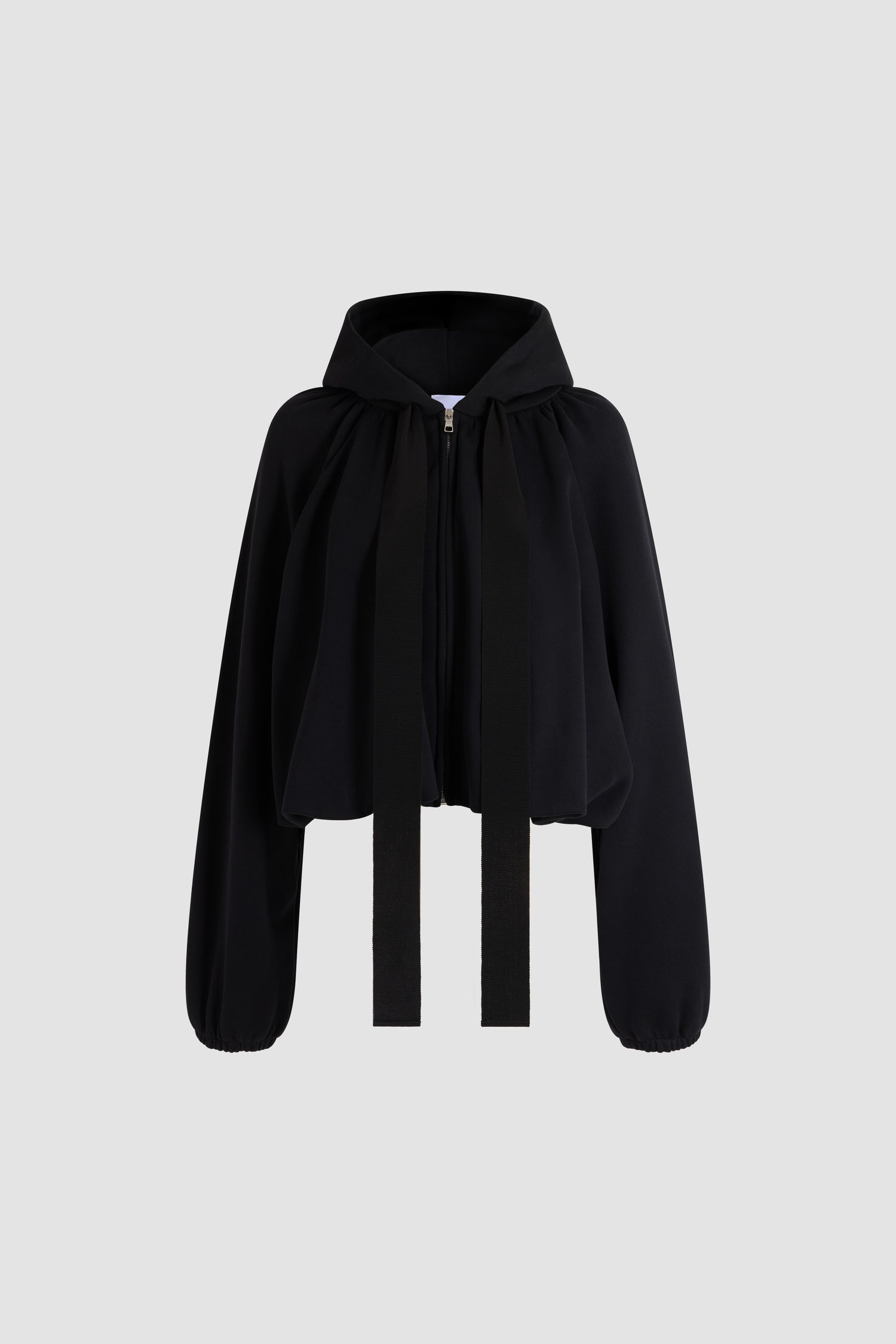 Patou - Organic cotton volume zip-up hoodie - Black - Black organic cotton hoodie. Relaxed fit. Front zip closure. Hood with adjustable drawstrings.