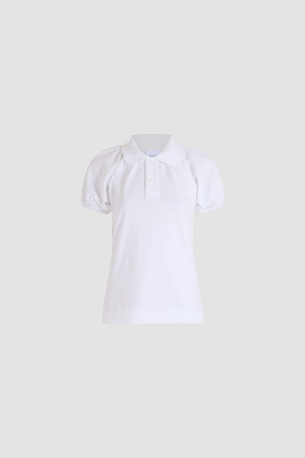 Patou - Polo in cotone biologico con maniche volume - White - Polo in cotone biologico bianco. Taglio dritto. Collo polo. Maniche corte voluminose.
