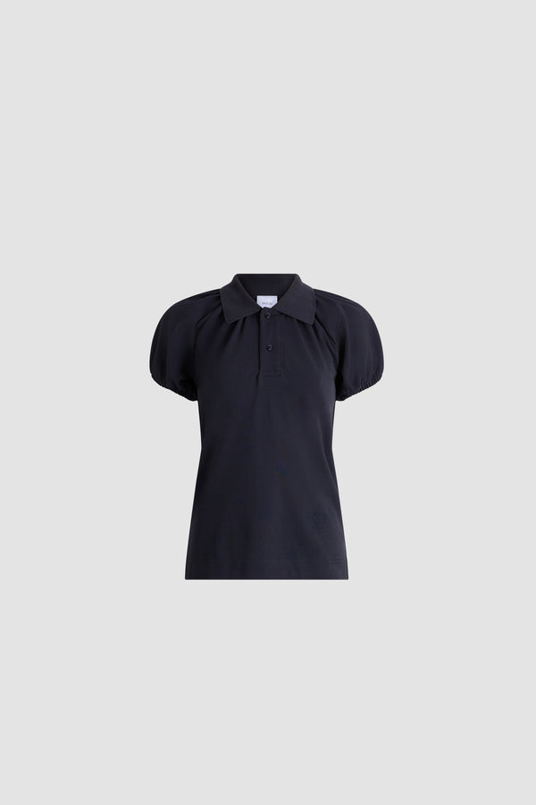 Patou - Polo in cotone biologico con maniche volume - Night Blue - Polo in cotone biologico blu navy. Taglio dritto. Collo polo. Maniche corte voluminose.