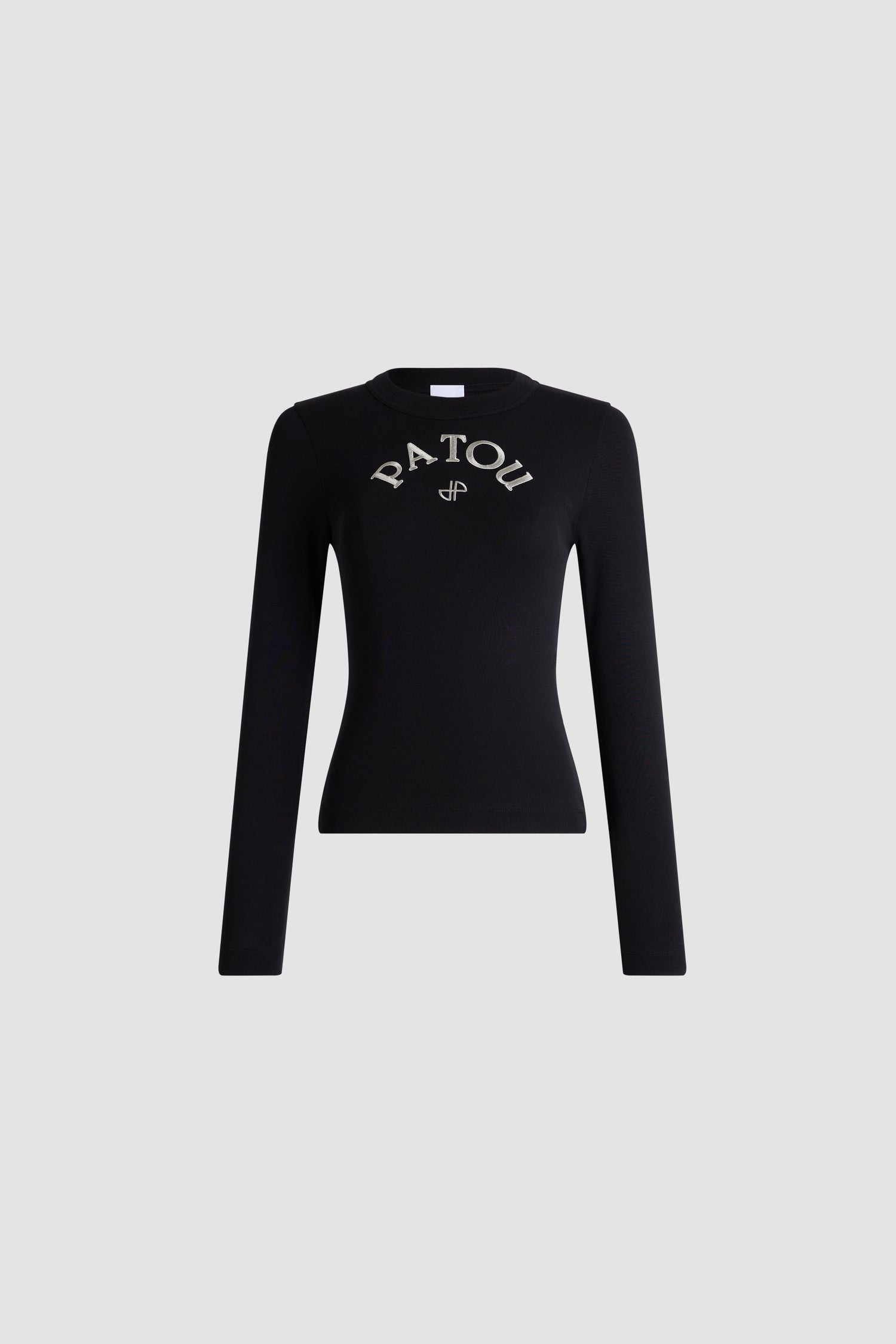 Patou - Long-sleeve T-shirt in organic cotton - Black - Black organic cotton T-shirt. Long sleeves. Round neckline. Patou logo and contrast JP monogram on the front. Straight fit.