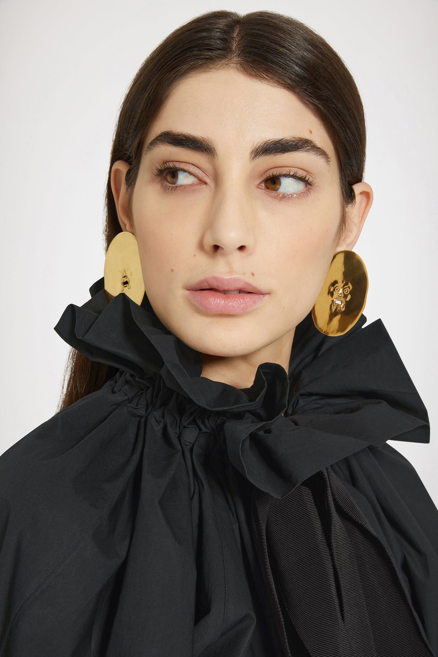 Patou - Large face brass clip-on earrings - Gold - An iconic face becomes timeless as contemporary jewellery,Large gold-plated brass clip-on earrings with “Bocca della Verità”-inspired design.