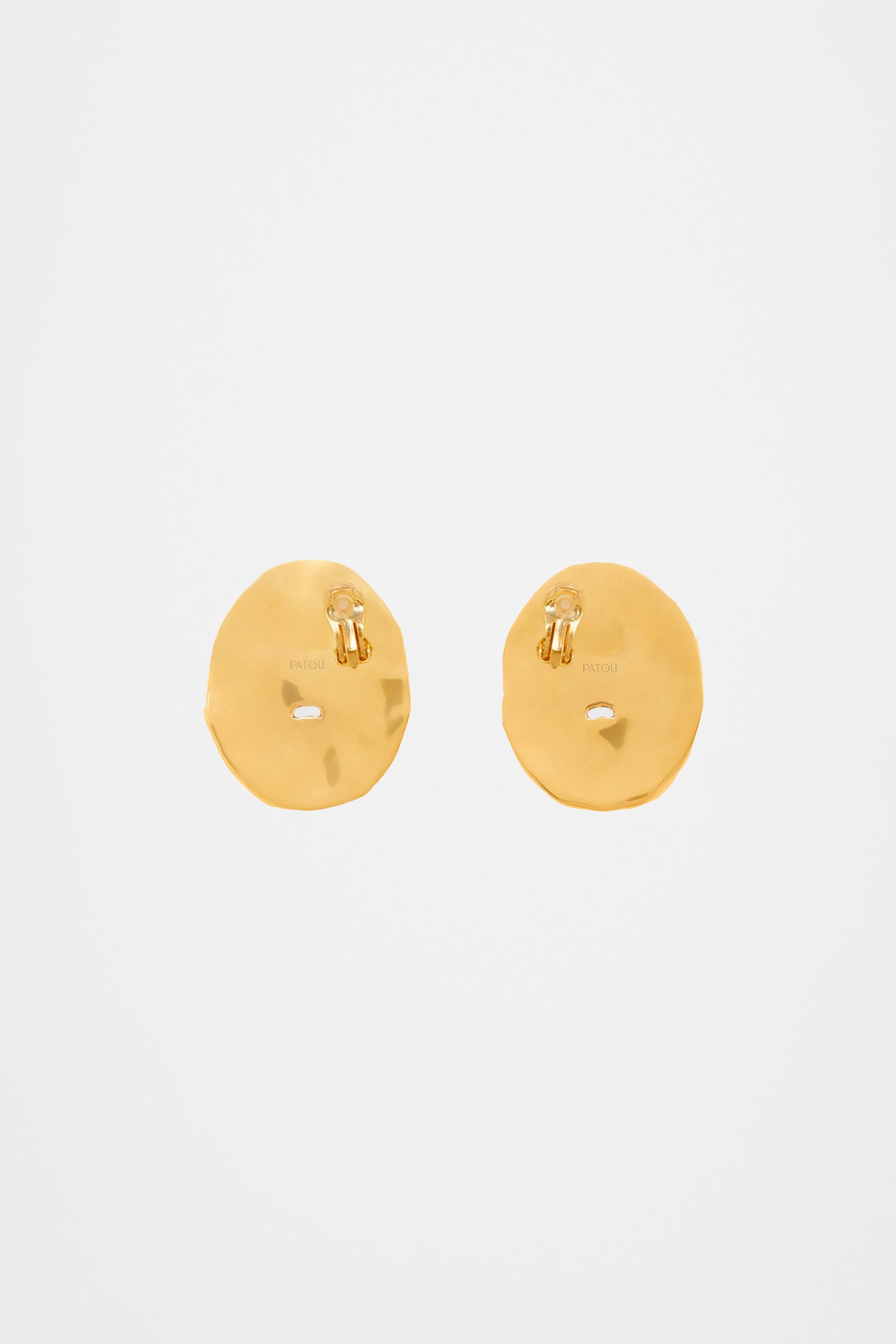 Patou - Large face brass clip-on earrings - Gold - An iconic face becomes timeless as contemporary jewellery,Large gold-plated brass clip-on earrings with “Bocca della Verità”-inspired design.