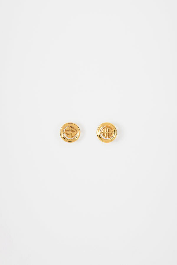 Patou - JP stud earrings in gold-plated brass