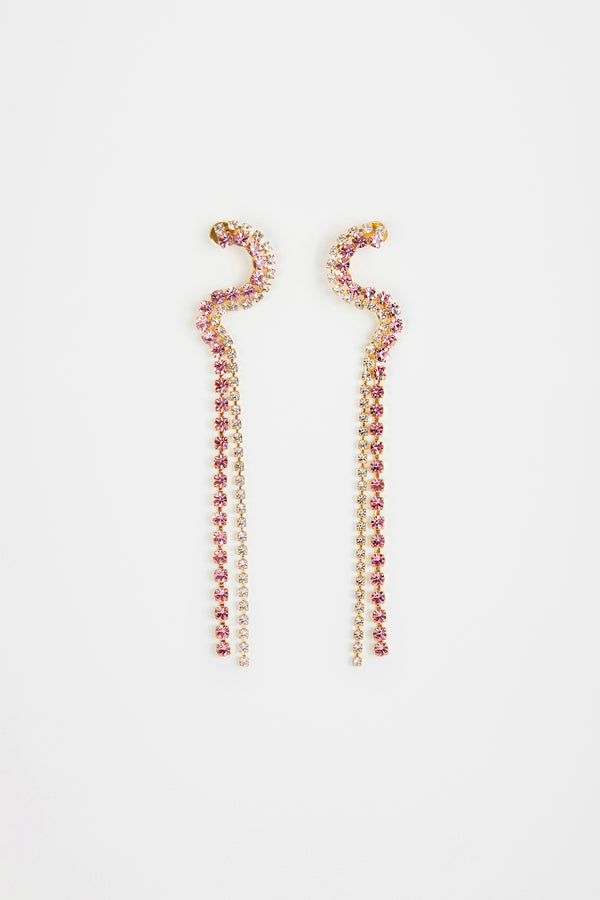 Patou - Waterfall earrings in crystal and brass