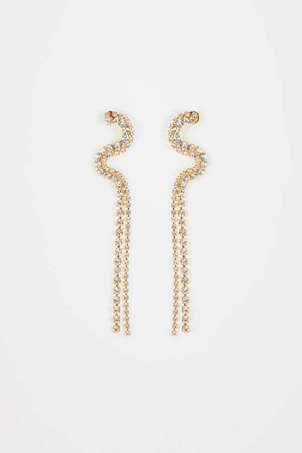 Patou - Waterfall earrings in crystal and brass