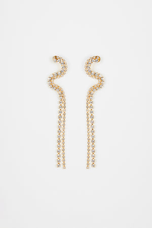 Boucles d'oreilles cascade en cristal et laiton doré