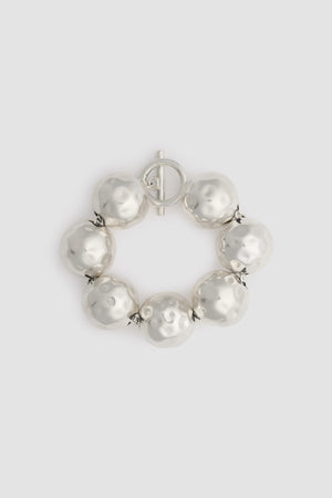 Bracciale con sfere martellate in ottone argentato
