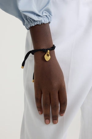 Heart bracelet in gold-plated brass and cotton