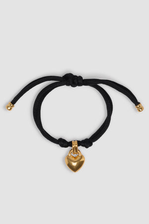 Heart bracelet in gold-plated brass and cotton