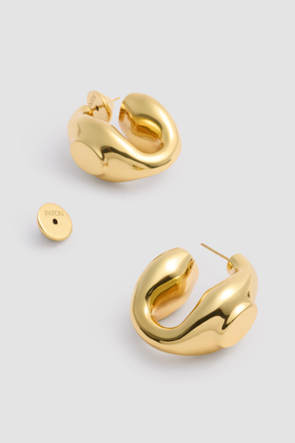 Patou - Signet earrings in gold-plated brass - Gold - Earrings in gold-plated brass. Signet ring-inspired design. Push stud fastening suitable for pierced ears.