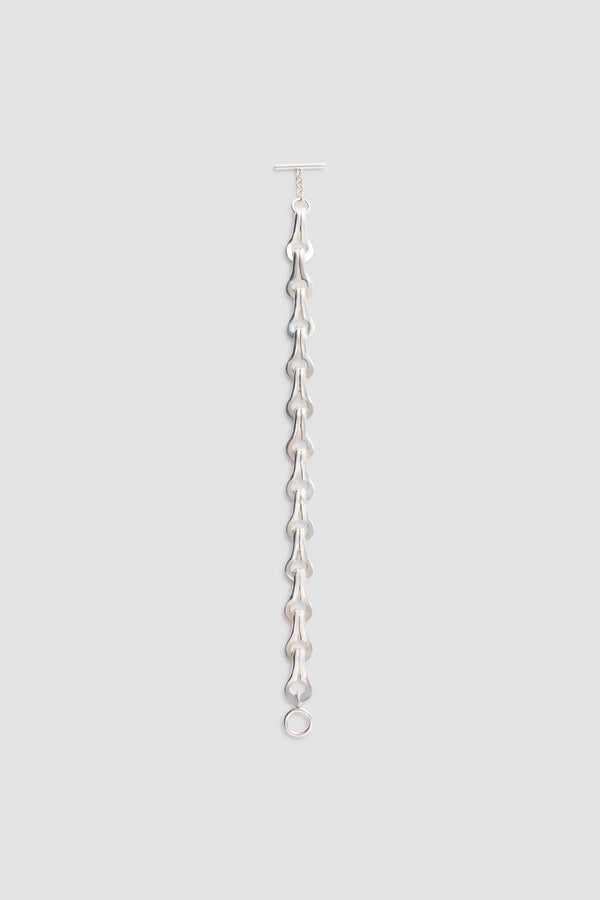 Patou - S Link 2 Rows Geometric Bracelet - Silver - Geometric bracelet with repeated motif in silver-colored brass. Link chain motif.