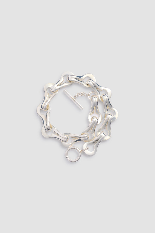 Patou - S Link 2 Rows Geometric Bracelet - Silver - Geometric bracelet with repeated motif in silver-colored brass. Link chain motif.