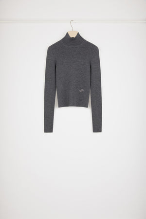 Maglia a costine con collo alto