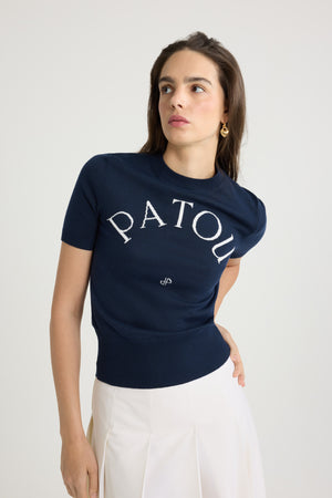 Top con logo Patou in maglia di misto cotone