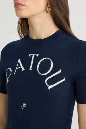 Top con logo Patou in maglia di misto cotone
