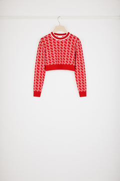 Cropped jumper in sustainable wool jacquard