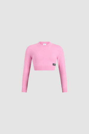 Cropped jumper in wool and cashmere