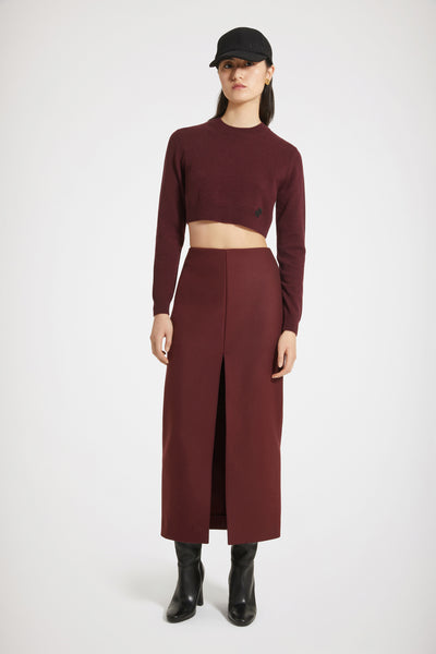 PATOU ウール＆カシミアニットクロップドジャンパー ピンク PATOU