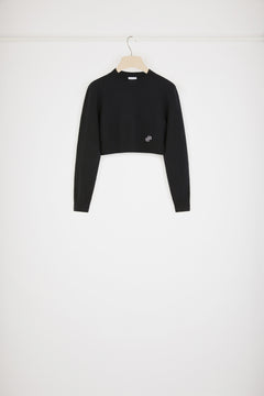 Cropped jumper in wool and cashmere