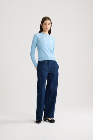 Langarm-Jacquardpullover aus Wollmischung