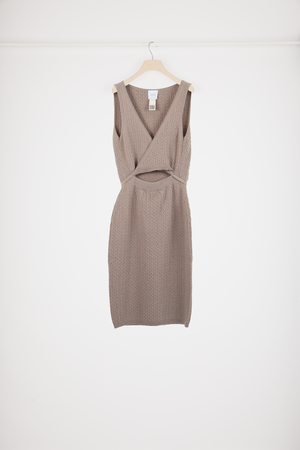 Wickel-Strickkleid mit Zopfmuster aus Wolle und Kaschmir