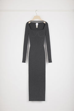 Ribbed corset maxi dress in sustainable wool blend