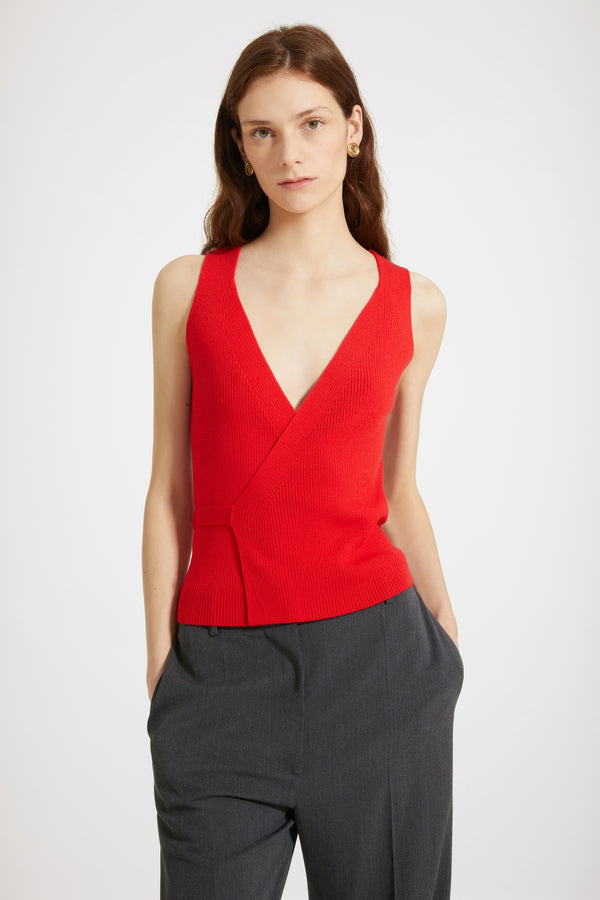 Patou - Wrap-back tank in sustainable wool blend