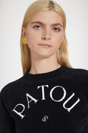 Patou jacquard knit top in cotton blend