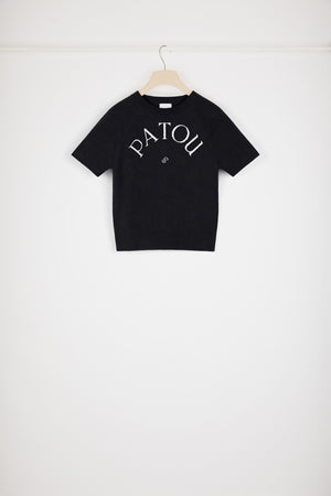 Patou jacquard knit top in cotton blend