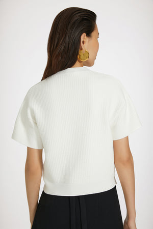 Top a maniche corte in maglia 3D