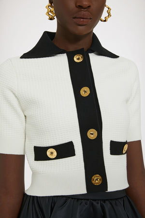 Button jacket in 3D knit
