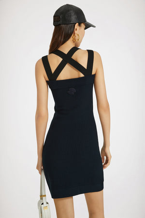 Vestito con doppie spalline in maglia 3D