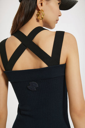 Vestito con doppie spalline in maglia 3D