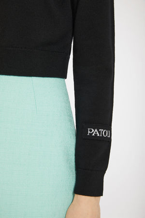 Maglia con collo a contrasto in cotone e lana