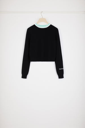 Maglia con collo a contrasto in cotone e lana