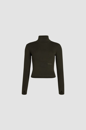 Ribbed turtleneck jumper in sustainable wool and cashmere