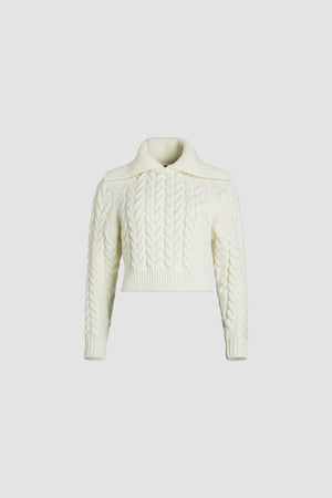 サステナブルウール セーラー ケーブル セーター