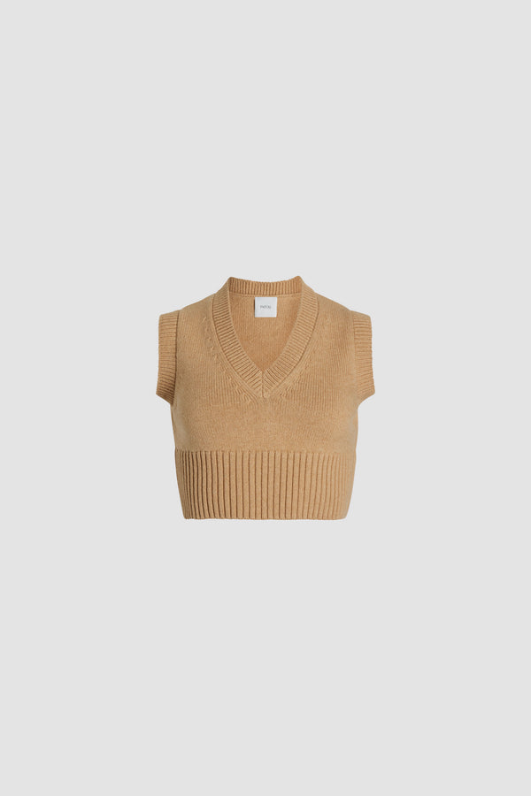 Patou - Cropped vest in sustainable wool and cashmere