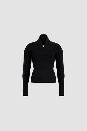 Pullover mit Wickelkragen aus nachhaltiger Wolle und Kaschmir