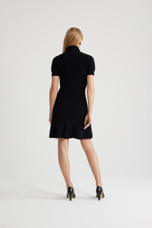 Wrap front dress in sustainable wool and cashmere