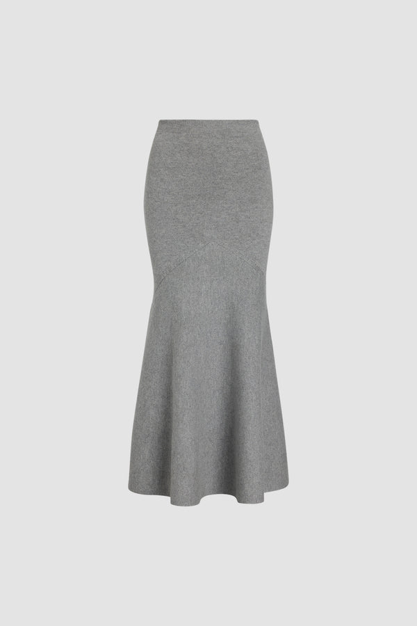 Patou - 지속 가능한 울 및 캐시미어 혼방 페플럼 스커트 - Grey - 그레이 컬러의 지속 가능한 울 및 캐시미어 혼방 소재. 긴 길이. 밀착된 핏에서 넓게 퍼지는 플레어 페플럼 실루엣. 신축성 있는 허리 부분.힙 부분이 꼭 맞는 피티드 스타일입니다.